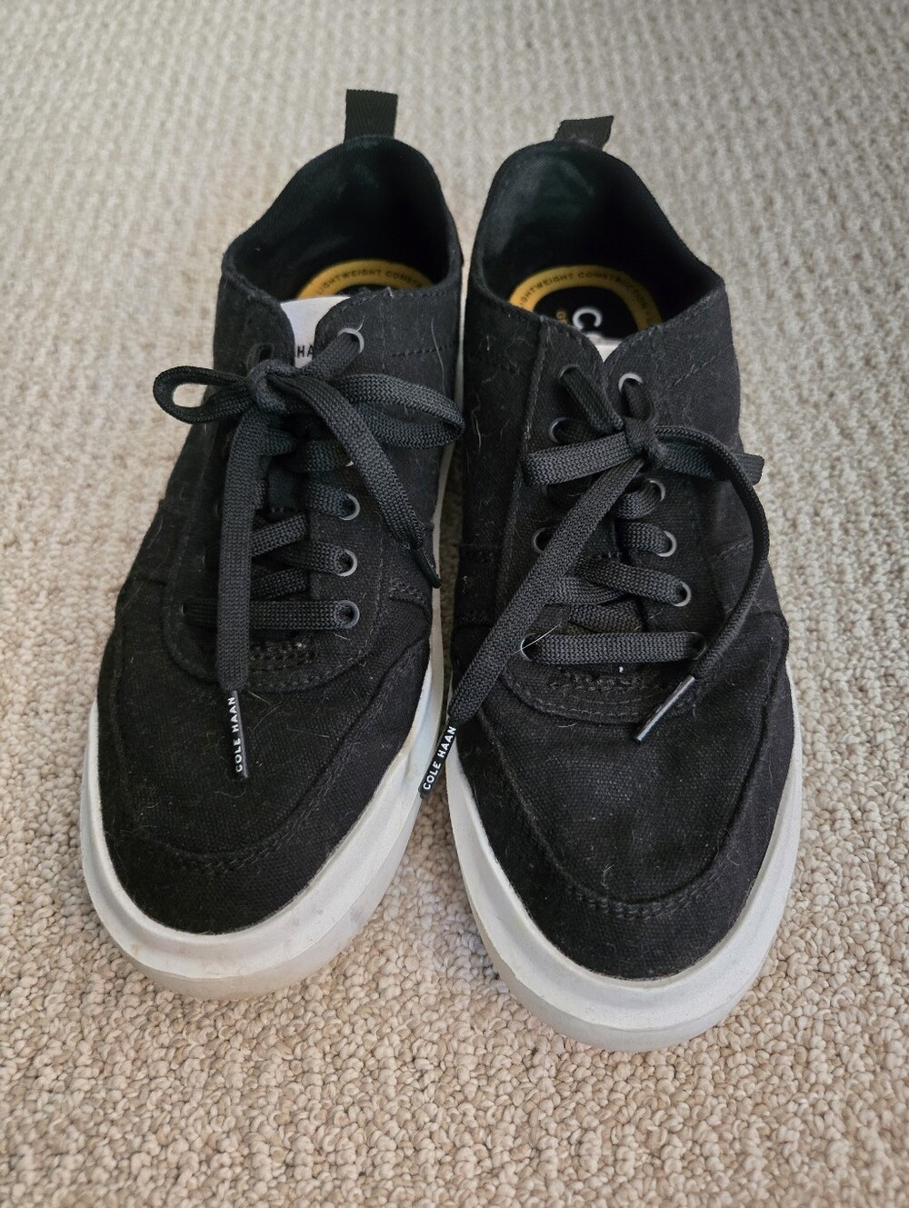 Cole Haan Black Low-Top Canvas Sneakers with White Soles